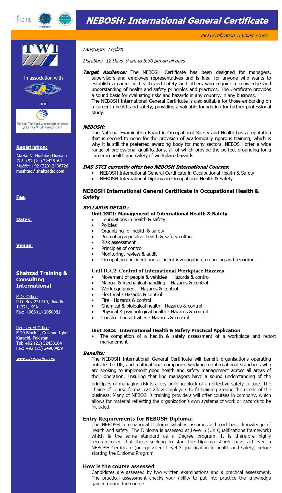 nebosh international certificate